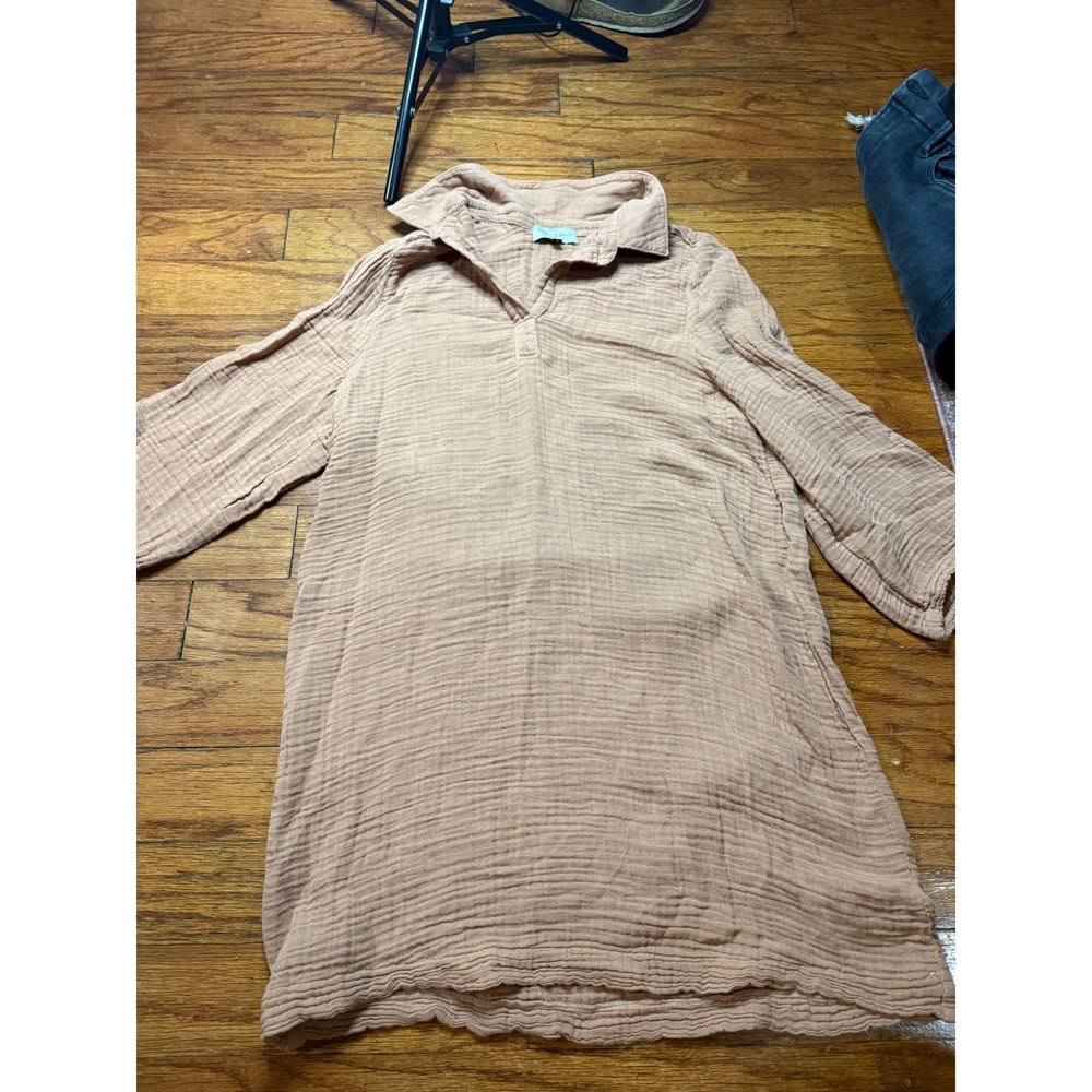 Michael Stars Double Gauze Cotton Dress Pink Clay V-Neck Tunic XS